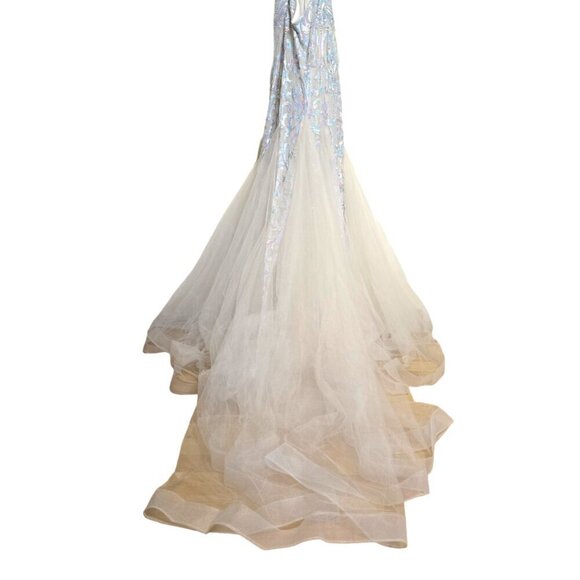 Clarisse NWT Iridescent White Sequin Mermaid Formal Ball Gown Sz 8 - Picture 4 of 16